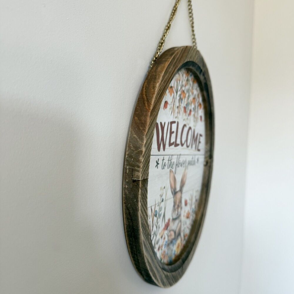 Welcome to the Flower Patch Round Hanging Sign Spring and Easter Decor - Picture 3 of 5